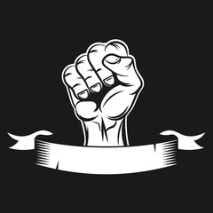 Ribbon with hand. Vector Illustration