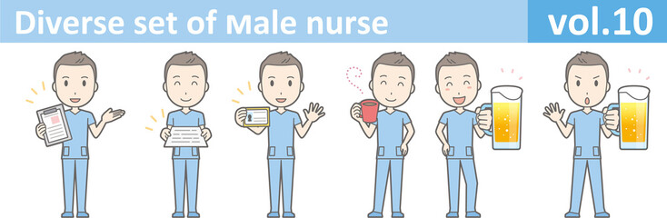 Diverse set of male nurse , EPS10 vector format vol.10