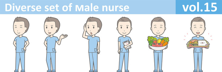 Diverse set of male nurse , EPS10 vector format vol.15