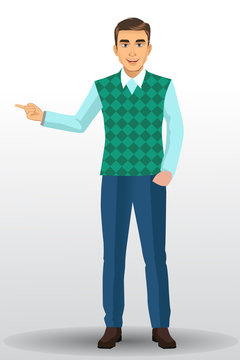 Teacher or lecturer with presentation poses, vector illustration