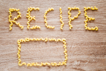 Macaroni pasta recipe. Frame.
