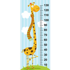 Naklejka premium long neck giraffe height measure (in original proportions 1:4) - vector illustration, eps 
