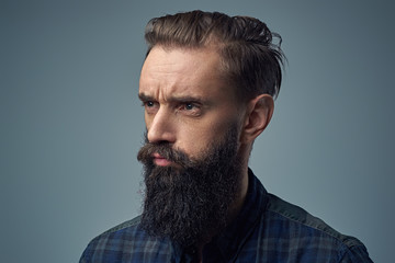 Obraz premium Close up portrait of bearded male.