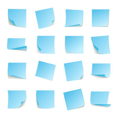 Set of big collection paper curled corners  white sheet. Vector