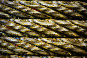 Steel cable close-up photo.