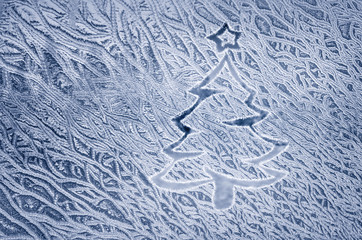 Christmas Tree on a frozen glass