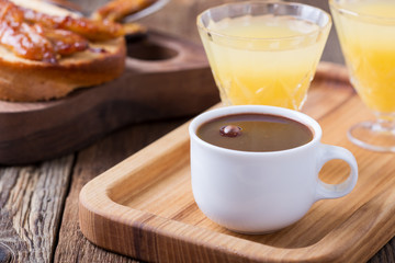  Breakfast on Valentine's Day, coffee, toast and juice