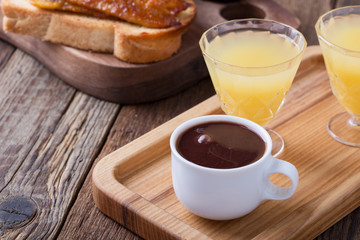  Breakfast on Valentine's Day, coffee, toast and juice
