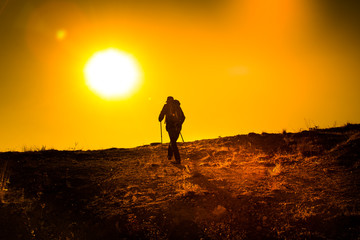 Guide walking in the mountain