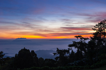 Sunrise sky over Huai Nam Dang National Park in Chiang Mai, North of Thailand