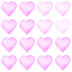 Set of watercolor hearts. Hand painted. Isolated objects perfect for Valentine's day card or romantic post cards.