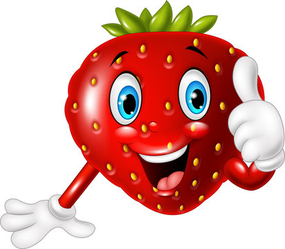 Cartoon strawberry giving thumbs up