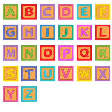 alphabet wooden blocks - vector illustration, eps