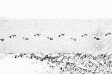 Human footprints in the snow