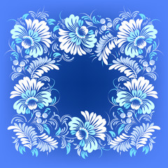 Fototapeta na wymiar Vector frame with floral ornament with ethnic elements, painted