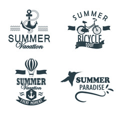 Summer Time retro style calligraphic labels. Typography design elements set