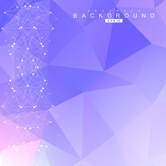 Fototapeta premium Structure molecule and communication. Dna, atom, neurons. Scientific concept for your design. Connected lines with dots. Medical, technology, chemistry, science background. Vector illustration.