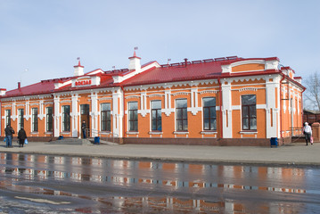 Yalutorovsk, Russia - April 3, 2010: Building of railway station of XX century beginning