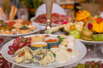 cheeses on the holiday table