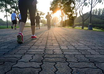 Group of people exercising in the park
