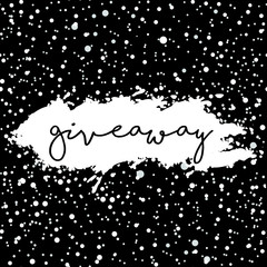 Giveaway calligraphy inscription on snow black  background. Design template. Hand drawn vector illustration