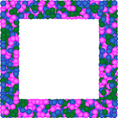 banner  with colored balls. circles: blue, red, green. white square. vector background