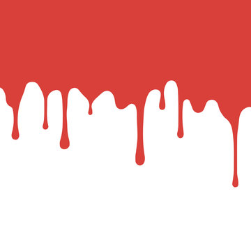 red paint dripping. blood flows. abstract blob. White background.