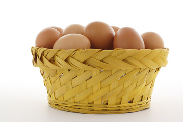 Brown eggs in the basket