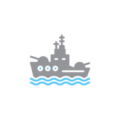 Battleship icon vector, filled flat sign, solid colorful pictogram isolated on white. Symbol, logo illustration