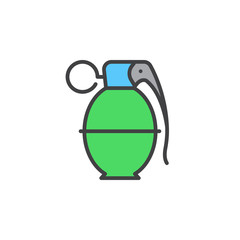 Hand grenade line icon, filled outline vector sign, linear colorful pictogram isolated on white. Symbol, logo illustration