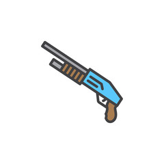 Shotgun line icon, filled outline vector sign, linear colorful pictogram isolated on white. Symbol, logo illustration