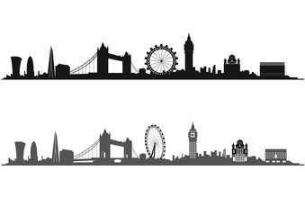 London Skyline Silhouette - obrazy, fototapety, plakaty