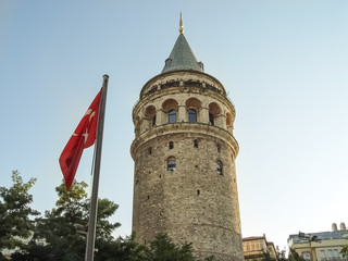 Fototapeta na wymiar Tourists on the top of Galata Tower in Istanbul