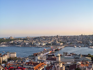 Panoramic view of Istanbul at the sunset