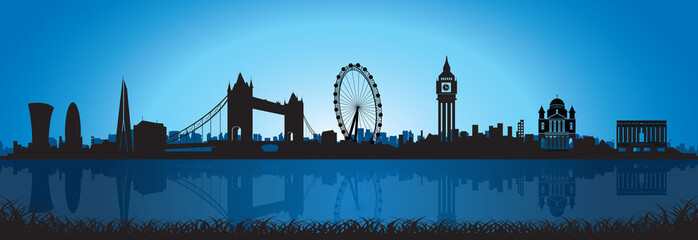 London Skyline Silhouette at night