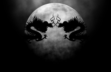 Fototapeta premium Full moon in dragon night.