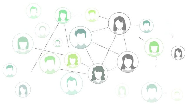 grafische Darstellung Social Media Netzwerk in Gr&uuml;nt&ouml;nen