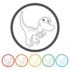 Cute Cartoon Dinosaur icons set 