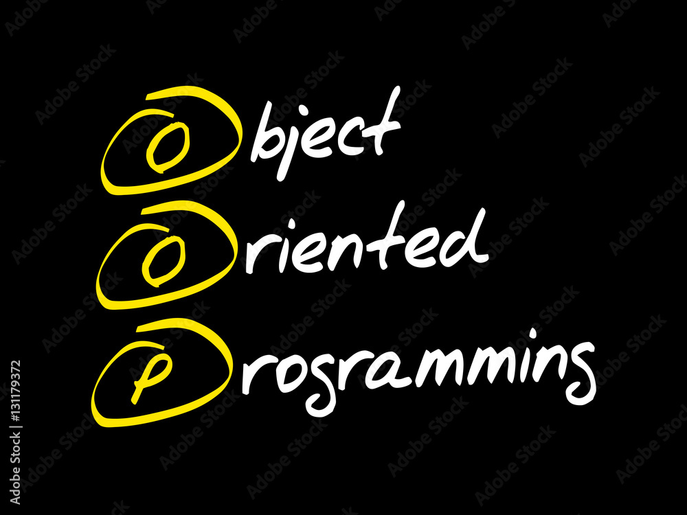 Poster oop object oriented programming, acronym business concept