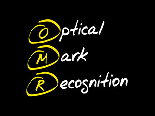 OMR Optical Mark Recognition, acronym business concept