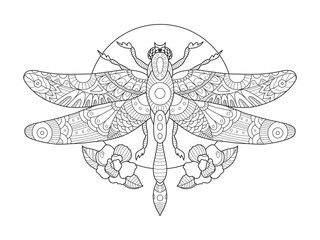 Dragonfly coloring book for adults vector