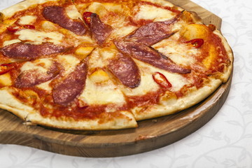 Pizza with sausage and peppers