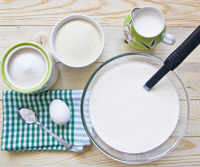 ingredients for the manufacture of the test, the dough for the pie, casseroles, cookies, cupcakes
