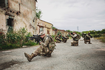 Army sniper during the military operation in the city. war, army