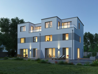 Fototapeta premium Doppelhaus 2 Abend