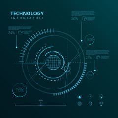 Futuristic interface, HUD, vector background, technology infographic