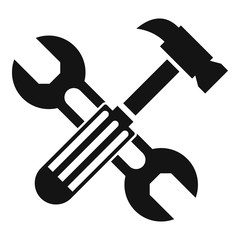 Hammer and screw wrench icon. Simple illustration of hammer and screw wrench vector icon for web