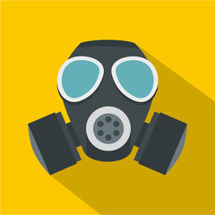 Army gas mask icon. Flat illustration of army gas mask vector icon for web isolated on yellow background