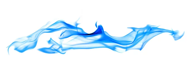 Papier Peint photo Lavable Flamme blue flame long spark isolated on white
