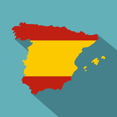 Obraz premium Map of Spain icon. Flat illustration of map of Spain vector icon for web